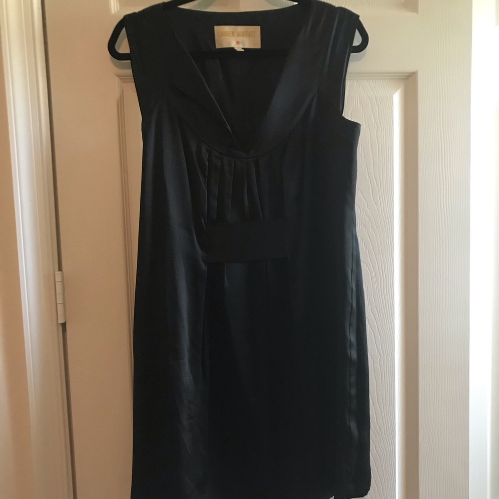 Laura Moffat black satin dress